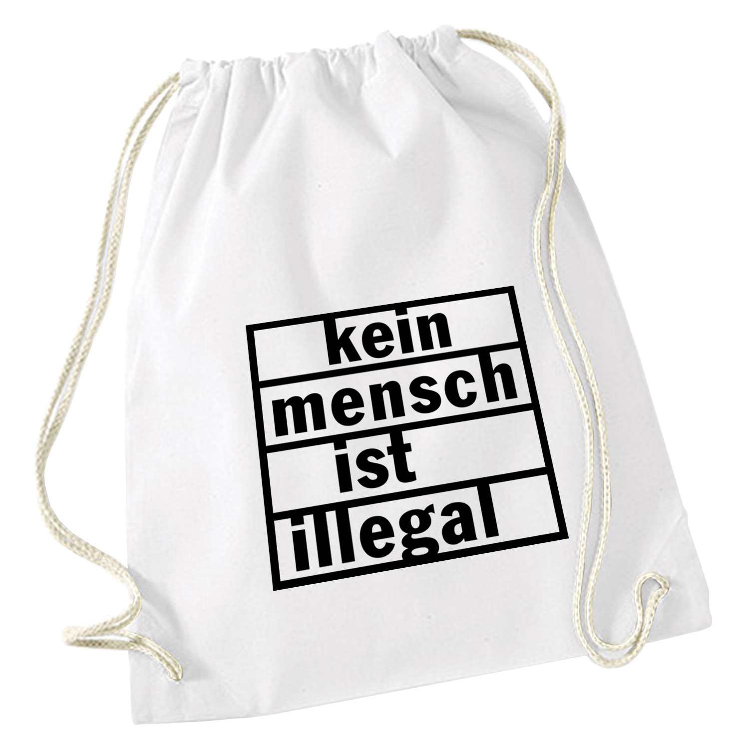 Turnbeutel / Stoff-Rucksack »Kein Mensch ist Illegal«
